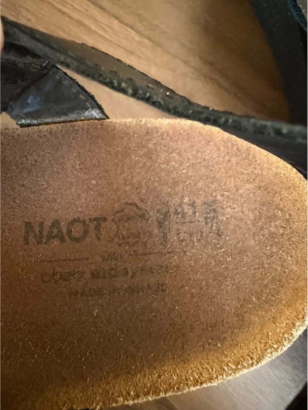 Naot Kayla Black Leather Cork Footbed Wedge Sandals Womens EU 41